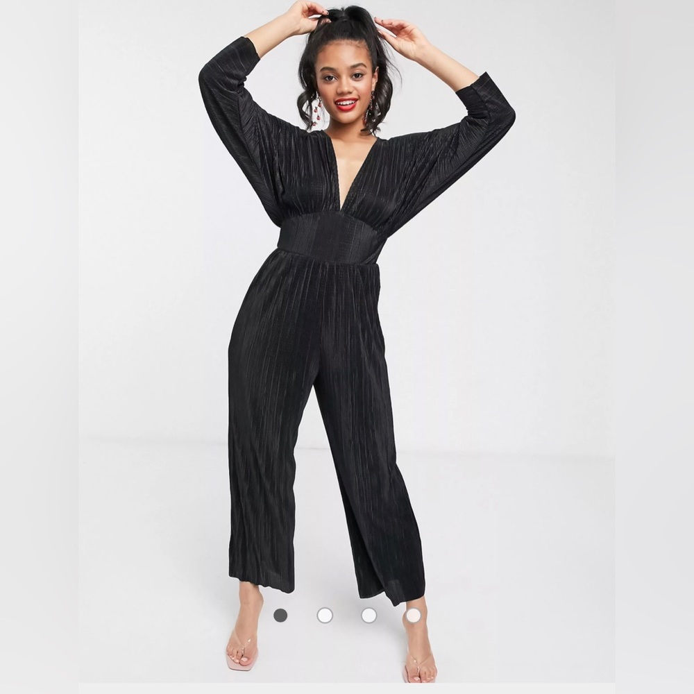ASOS Black Pleat Kimono Sleeve Jumpsuit, Sz 8
